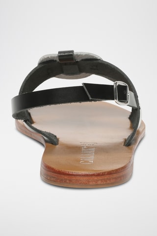 Sandalias de piel - Negro y plateado