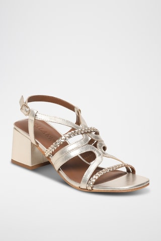 Sandalias de piel caprina de tacón - Dorado
