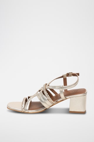 Sandalias de piel caprina de tacón - Dorado