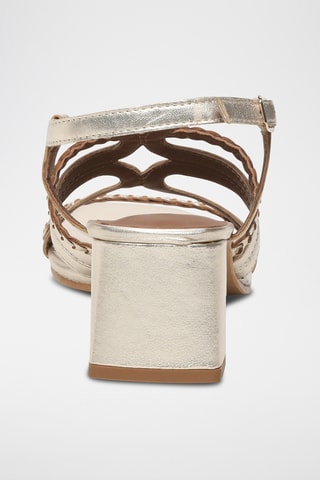 Sandalias de piel caprina de tacón - Dorado