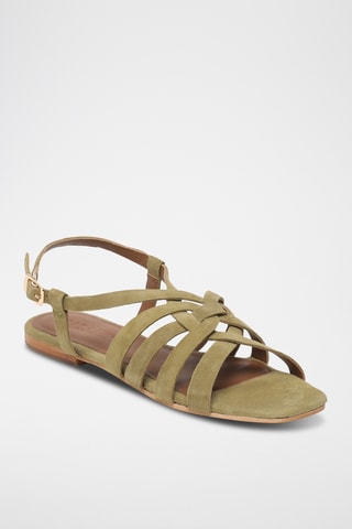 Sandalias de piel caprina nobuk - Verde claro