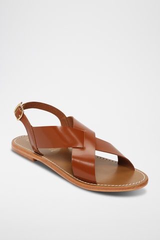 Sandalias de piel de charol - Camel