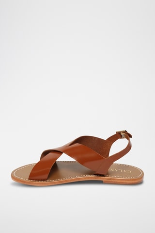 Sandalias de piel de charol - Camel