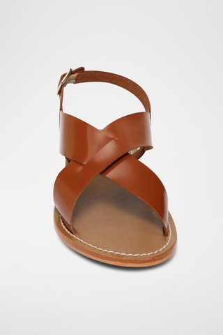 Sandalias de piel de charol - Camel