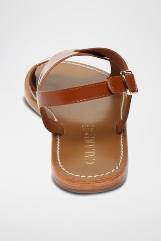 Sandalias de piel de charol - Camel