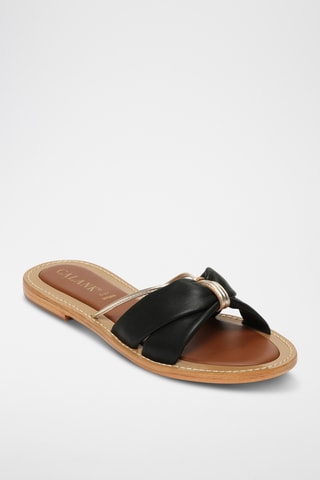 Sandalias de piel ovina napa - Negro y dorado