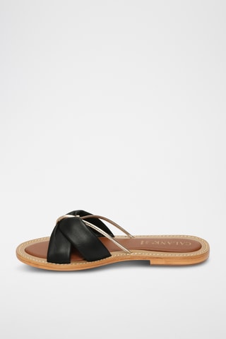 Sandalias de piel ovina napa - Negro y dorado