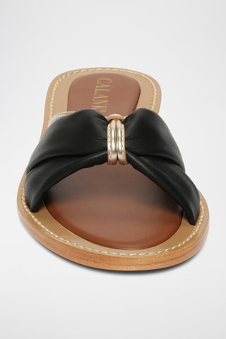 Sandalias de piel ovina napa - Negro y dorado