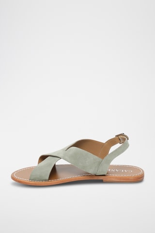 Sandalias de piel caprina nobuk - Caqui