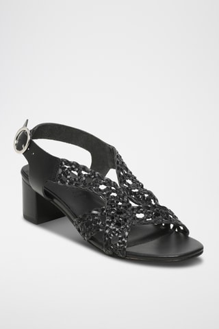 Sandalias de piel de tacón - Negro