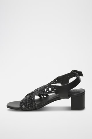 Sandalias de piel de tacón - Negro