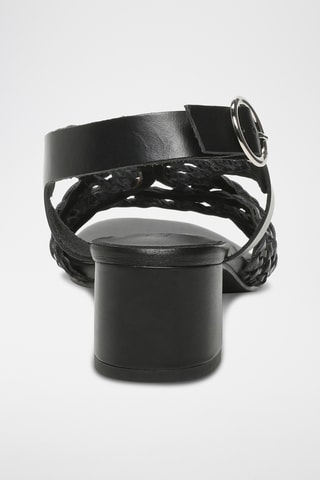 Sandalias de piel de tacón - Negro