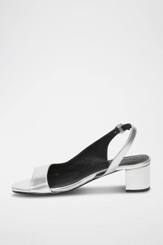 Sandalias de piel caprina de tacón - Plateado