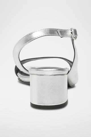 Sandalias de piel caprina de tacón - Plateado