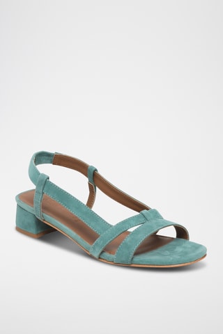Sandalias de piel caprina nobuk de tacón - Verde