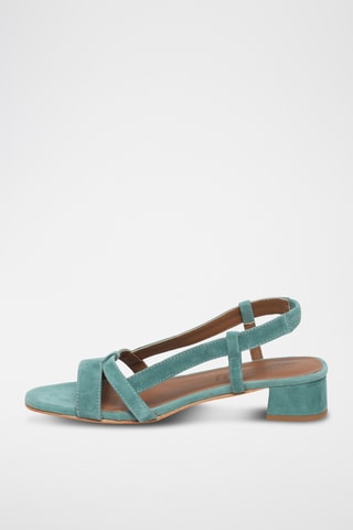 Sandalias de piel caprina nobuk de tacón - Verde