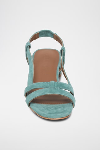 Sandalias de piel caprina nobuk de tacón - Verde