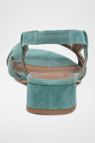 Sandalias de piel caprina nobuk de tacón - Verde
