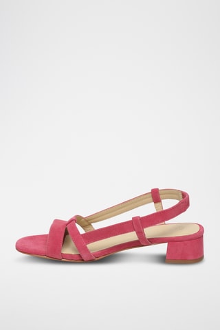 Sandalias de piel caprina nobuk de tacón - Rosa