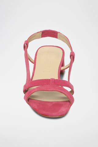 Sandalias de piel caprina nobuk de tacón - Rosa