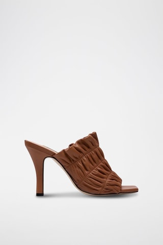 Mules à talons en cuir - Marron