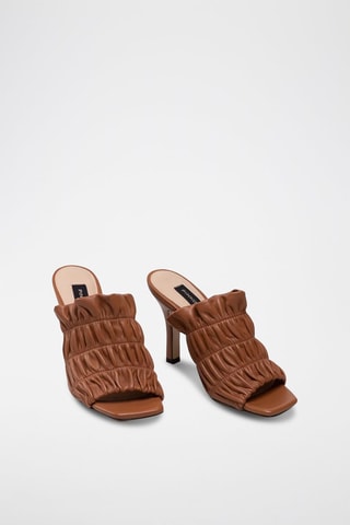 Mules à talons en cuir - Marron
