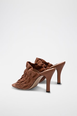 Mules à talons en cuir - Marron