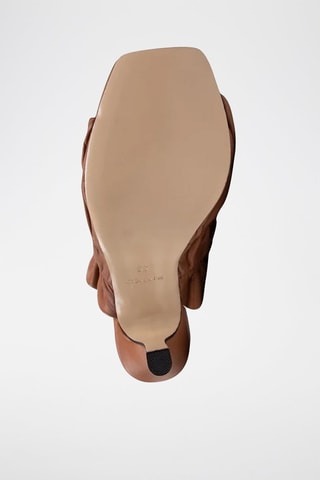 Mules à talons en cuir - Marron