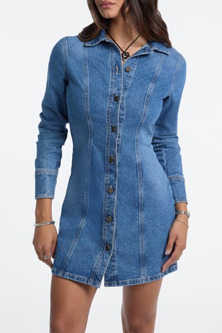 Robe chemise en jean - Bleu