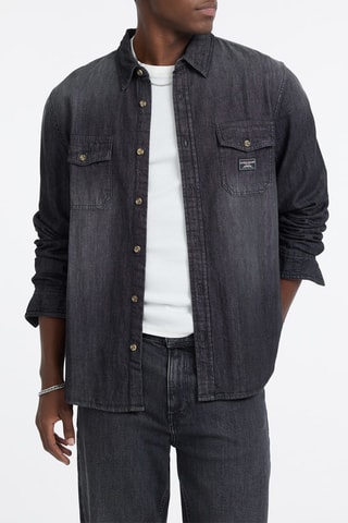 Chemise regular en jean - Noir