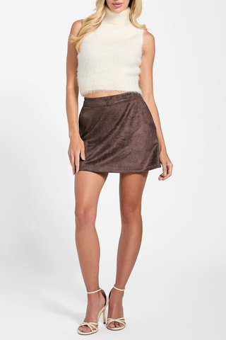 Minijupe taille haute - Marron