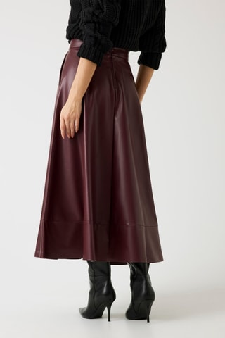 Jupe midi taille haute - Bordeaux