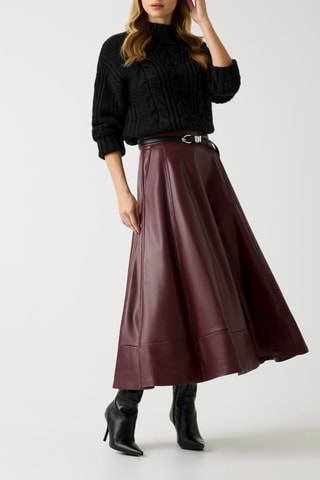 Jupe midi taille haute - Bordeaux