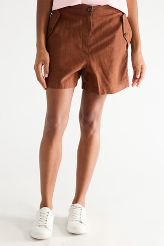 Short en lin - Marron