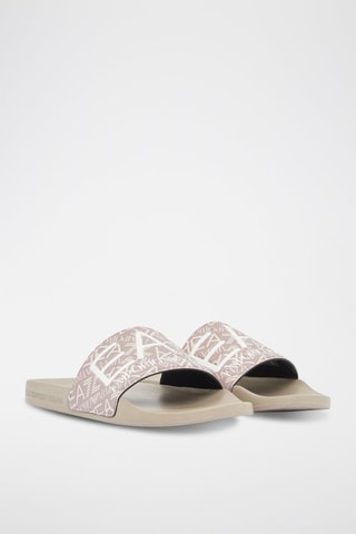 Ciabatte slider - Taupe e bianco