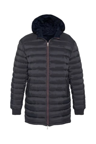 Giacca lunga double face con cappuccio - Navy e antracite