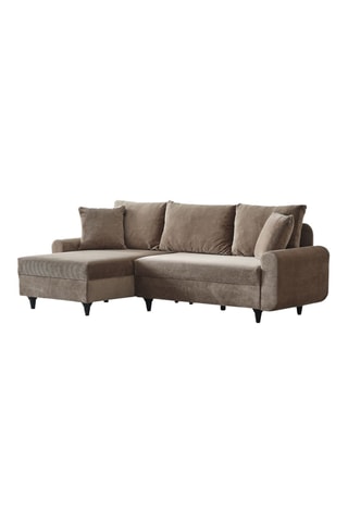 Canapé d'angle gauche - Marron - 3 places - En polyester