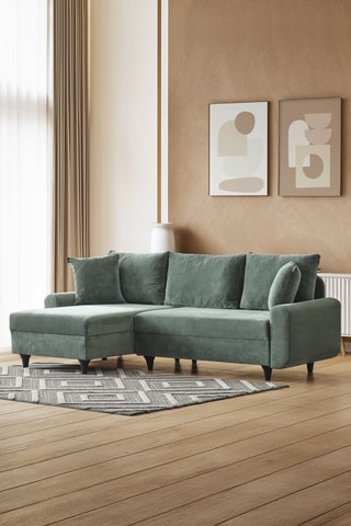 Canapé d'angle gauche - Vert - 3 places - En polyester