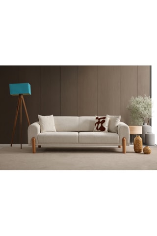 Canapé convertible - Crème - 3 places - En polyester