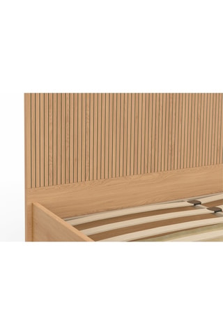 Canapé abatible con somier y cabecero efecto listones Faustine 140 x 190 cm