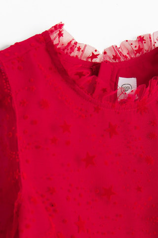Vestido com folhos - Vermelho
