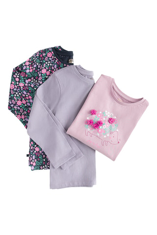 3 t-shirts - Violeta, preto e rosa