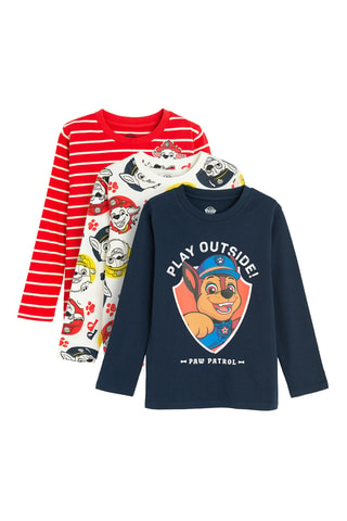 3 t-shirts Patrulha Pata - Vermelho e azul-marinho
