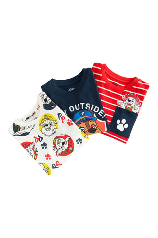 3 t-shirts Patrulha Pata - Vermelho e azul-marinho