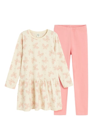 Vestido e leggings - Rosa e cru