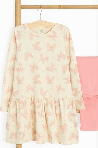 Vestido e leggings - Rosa e cru
