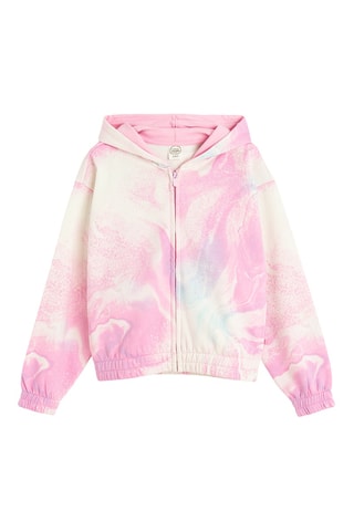 Sweat à capuche tie and dye - Rose et blanc