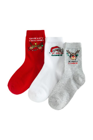 3 paires de chaussettes - Rouge et blanc