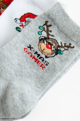 3 paires de chaussettes - Rouge et blanc