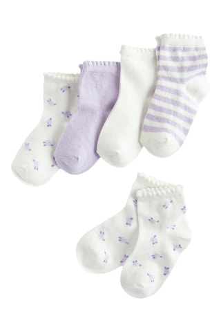 5 paires de chaussettes - Blanc et mauve